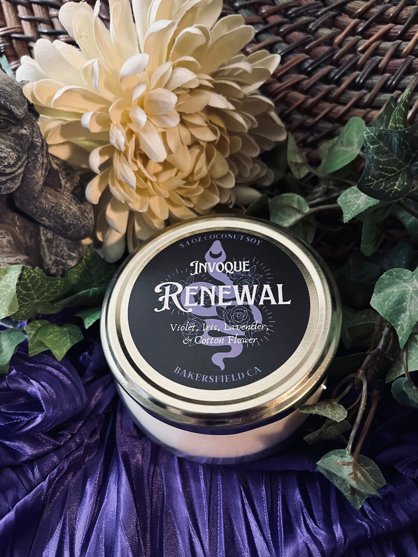 Renewal: Violet, Iris, Lavender and Cotton Flower scented Candle