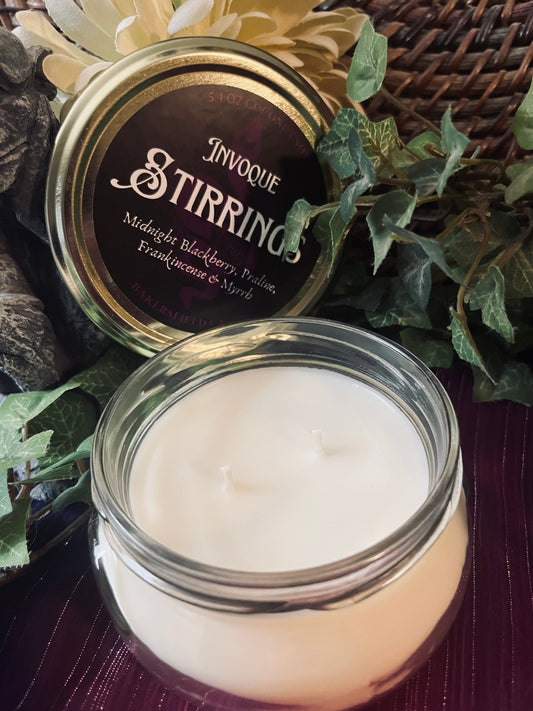 Stirrings: Midnight Blackberry, Praline, Frankincense and Myrrh Scented Candle