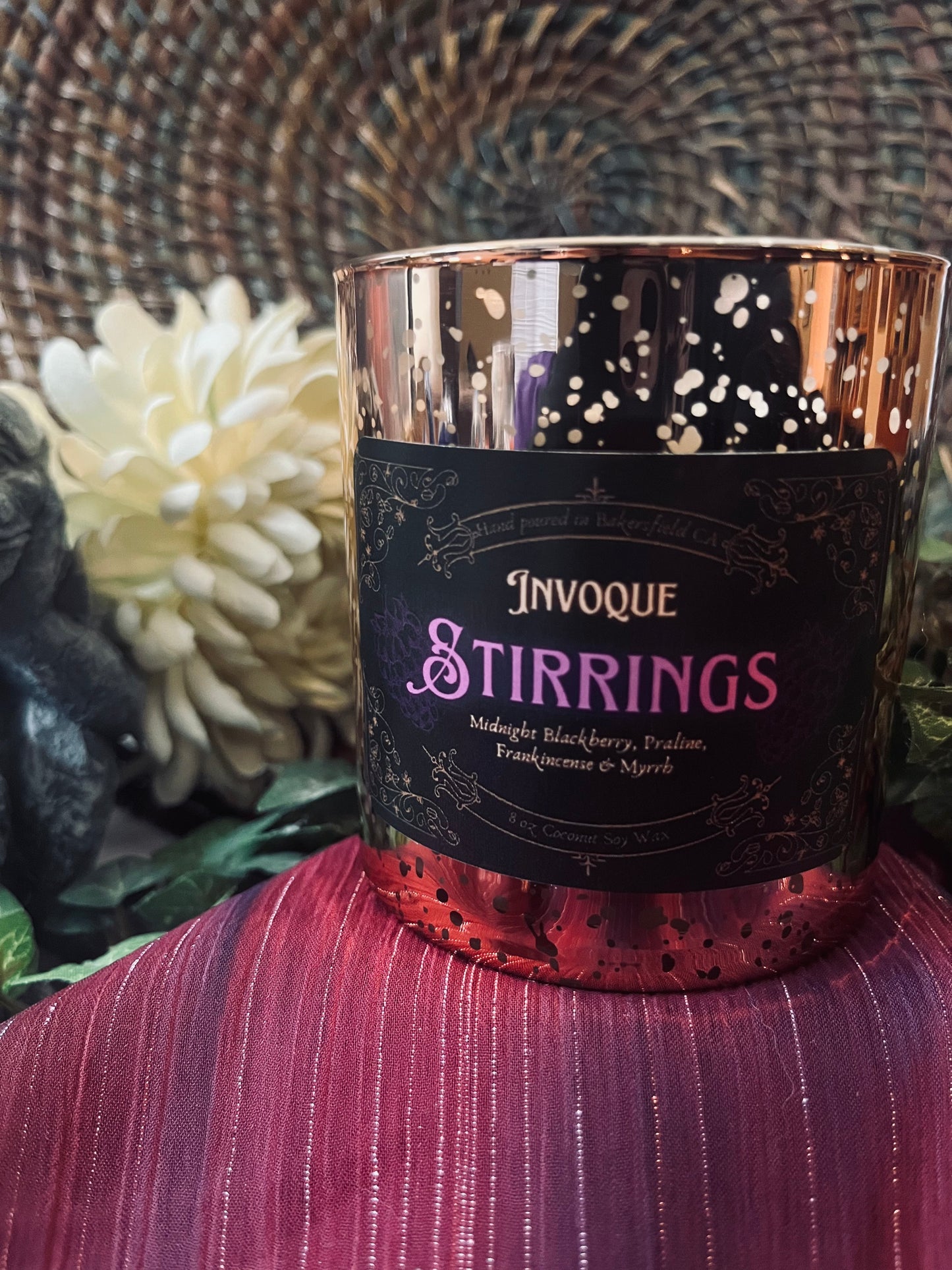 Stirrings: Midnight Blackberry, Praline, Frankincense, and Myrrh Deluxe Scented Candle