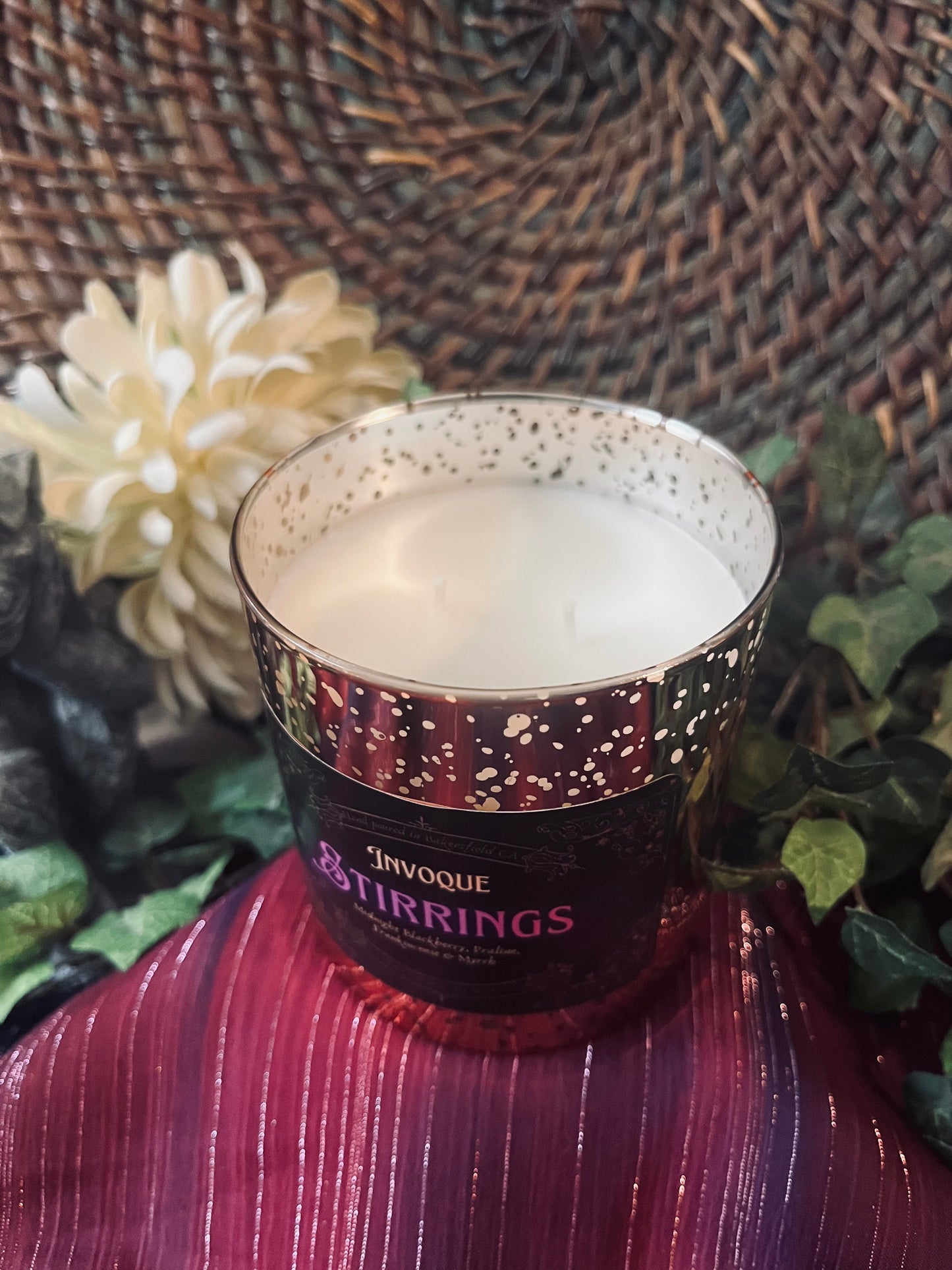 Stirrings: Midnight Blackberry, Praline, Frankincense, and Myrrh Deluxe Scented Candle